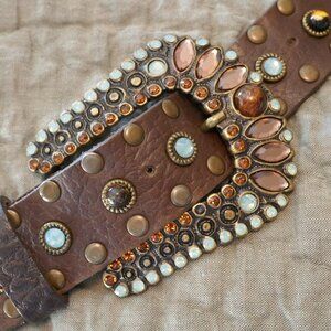 Stunning LeatherRock Belt with amazing Crystal Buckle and accents